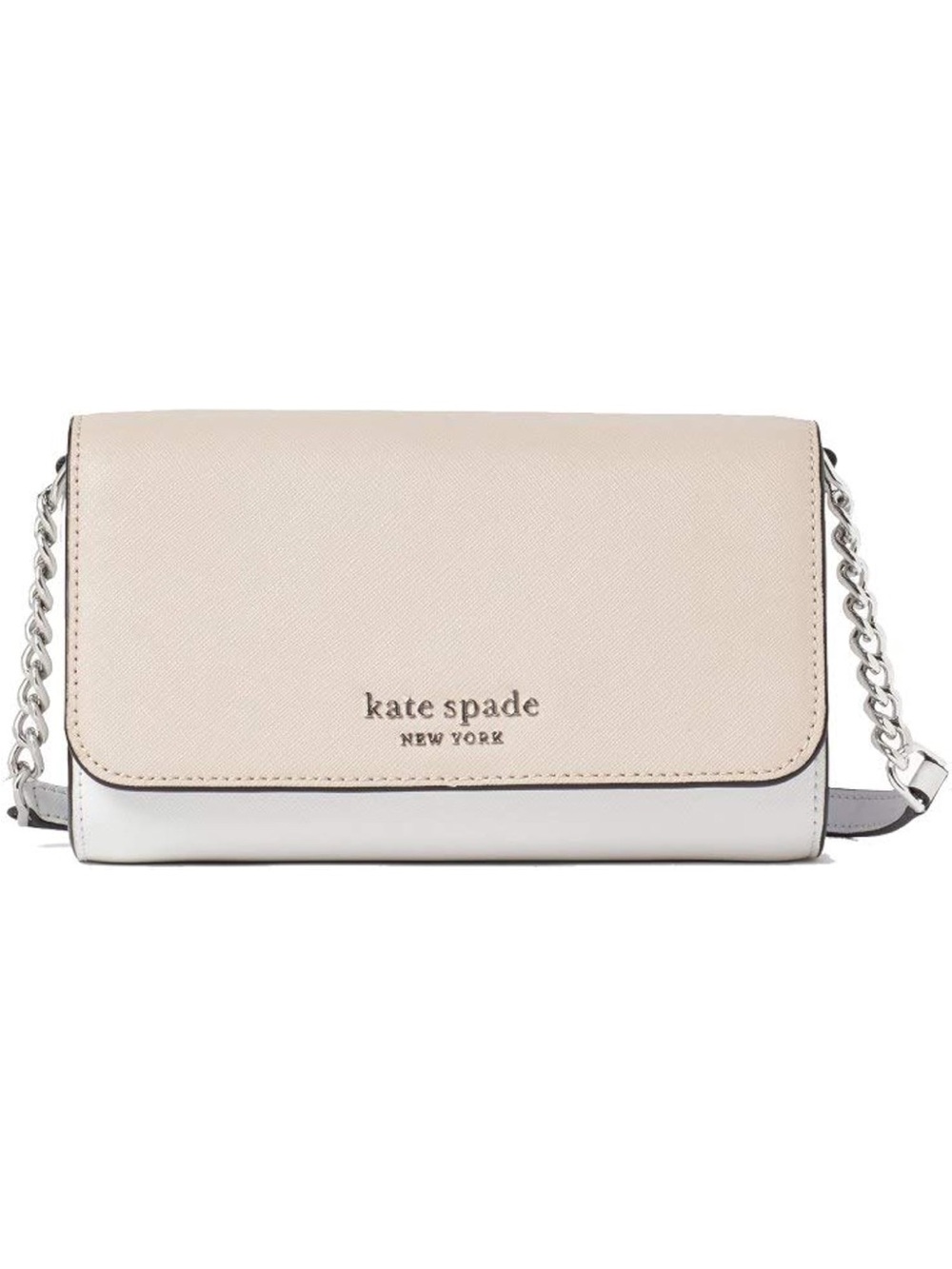 kate spade Cameron Cream and White Crossbody Wallet with Chain Strap